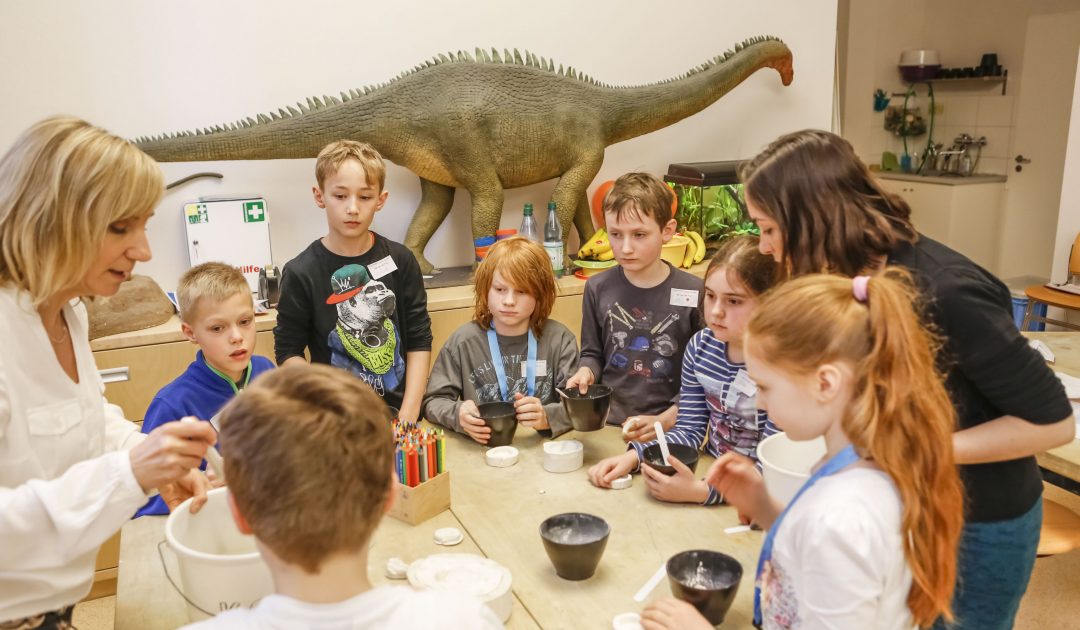 Kinder kreieren Fossilien aus Gips